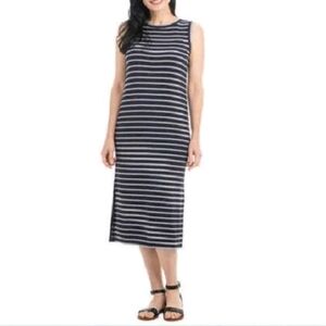 Hilary Radley Womens Navy Blue & White Stripes Terry Midi Dress Size XL